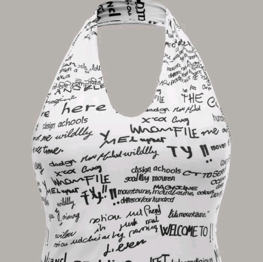 Allover Letter Graphic Crop Halter Top